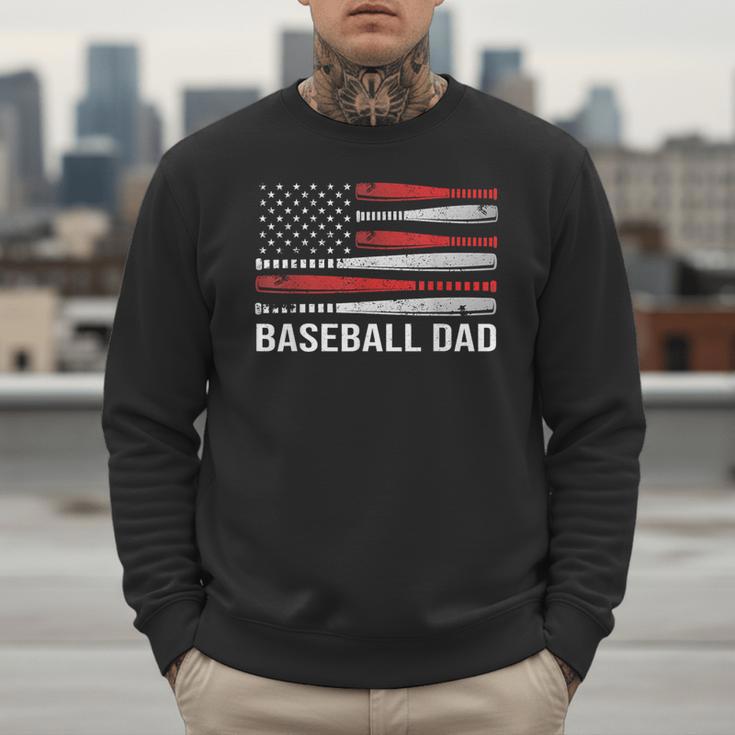 Baseball Dad Father's Day US Flag Baseball Men Sweatshirt