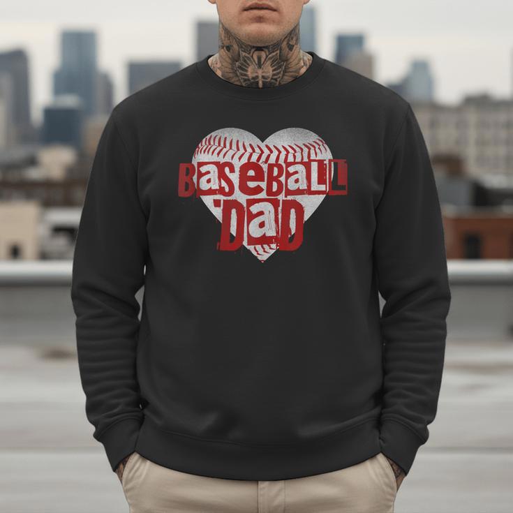 Baseball Dad Heart For Baseball Lovers Baseball Father's Day Men Sweatshirt