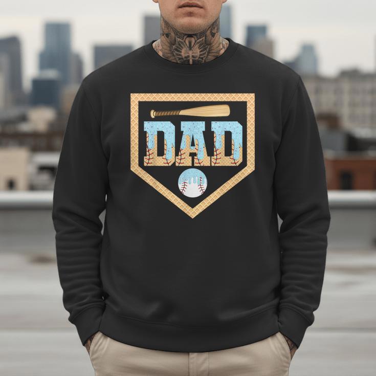Baseball Dad Ice Cream Drip Home Plate Bat Cool Fathers Day Men Sweatshirt Baseball Dad Ice Cream Drip Home Plate Bat Cool Fathers Day Men Sweatshirt