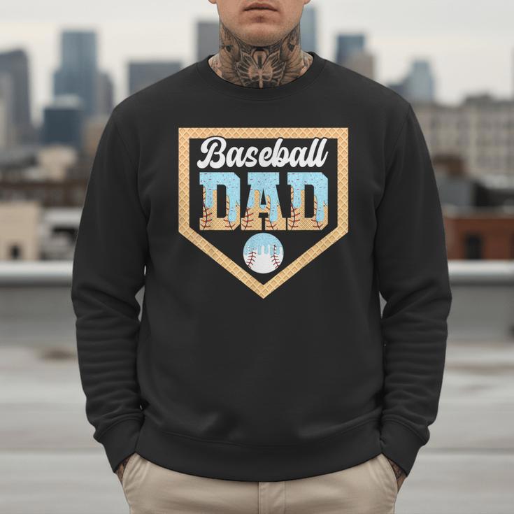 Baseball Dad Ice Cream Drip Home Plate Cool Fathers Day Men Sweatshirt Baseball Dad Ice Cream Drip Home Plate Cool Fathers Day Men Sweatshirt