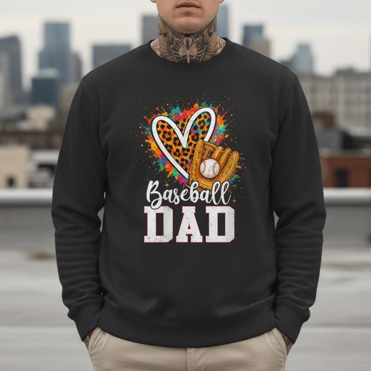 Baseball Dad Leopard Heart Colorful Men Sweatshirt Baseball Dad Leopard Heart Colorful Men Sweatshirt