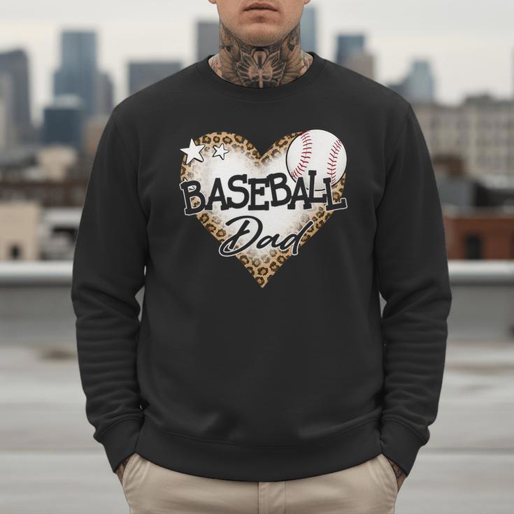 Baseball Dad Leopard Heart Baseball Lover Men Sweatshirt