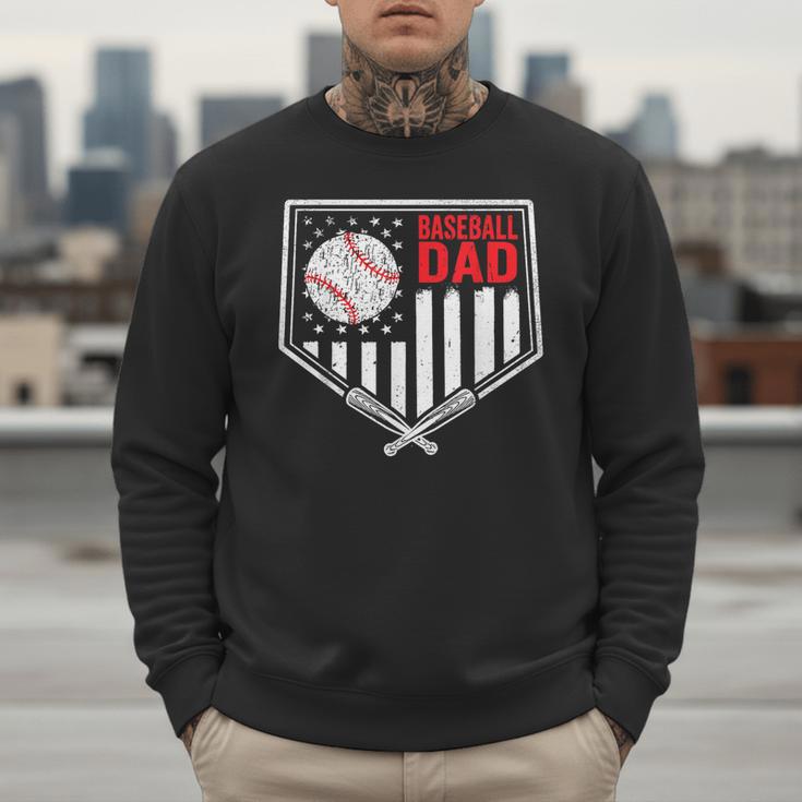 Baseball Dad Men USA American Flag Fathers Day 4th Of July Men Sweatshirt