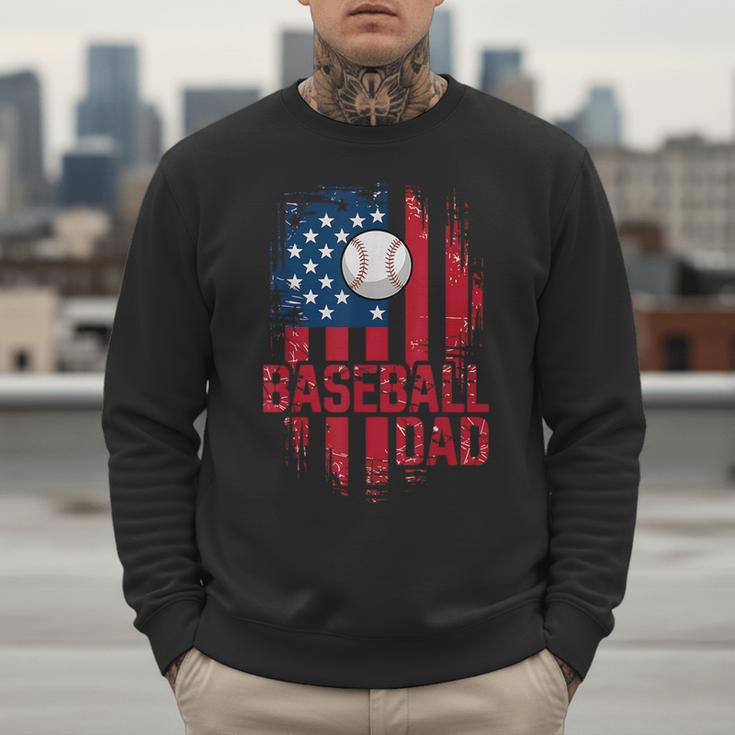 Baseball Dad USA American Flag 4th Of July Men Sweatshirt