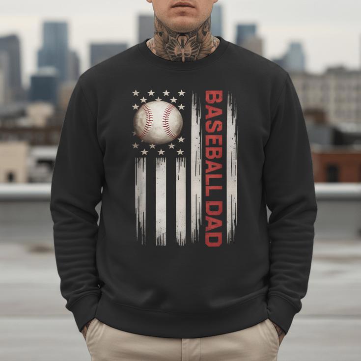 Baseball DAD USA American Flag Fathers Day 4th Of July Men Sweatshirt