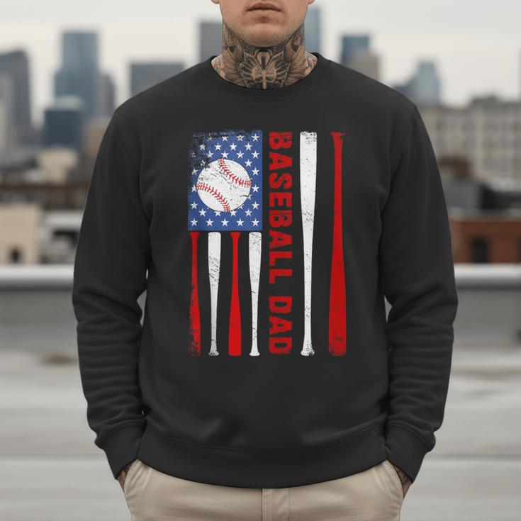 Baseball Dad USA American Flag Father's Day 4th Of July Men Sweatshirt