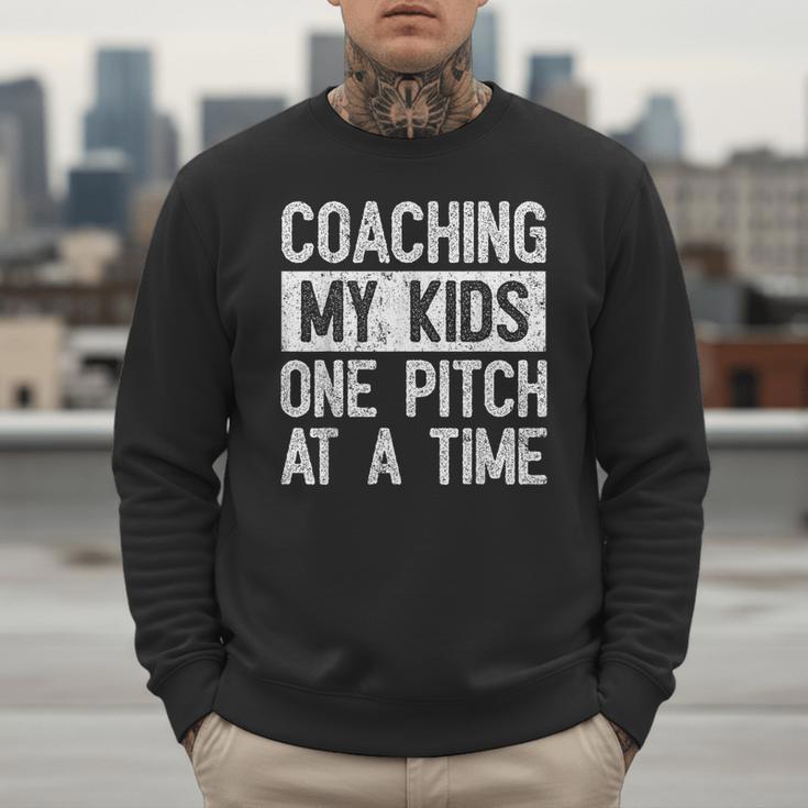 Baseball Dad Vintage Coaching My Kids One Pitch At A Time Men Sweatshirt