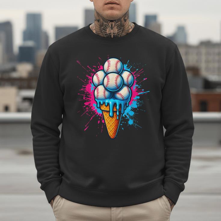 Baseball Ice Cream Drip Baseball Dad Sports Fan Youth Boys Men Sweatshirt Baseball Ice Cream Drip Baseball Dad Sports Fan Youth Boys Men Sweatshirt