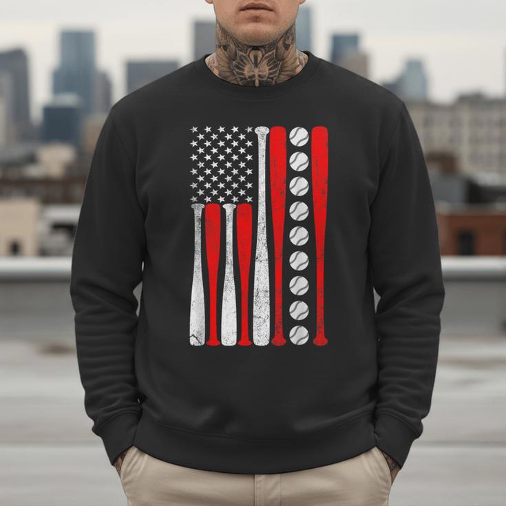 Baseball USA Flag Baseball Lover Baseball Dad Men Sweatshirt