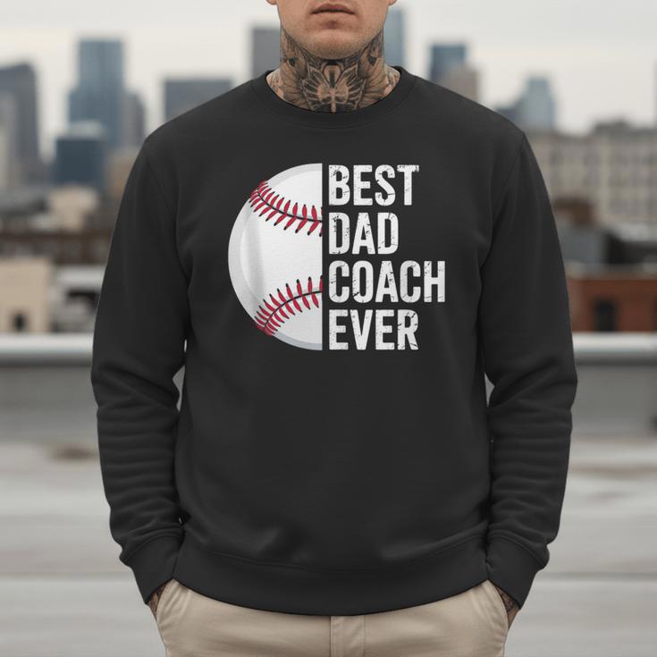 Best Baseball Dad Coach Ever Retro Father Baseball Coach Dad Men Sweatshirt