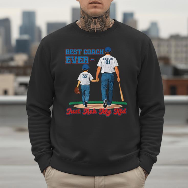 Best Coach Ever Fathers Day Baseball Dad Papa Sports Lover Men Sweatshirt