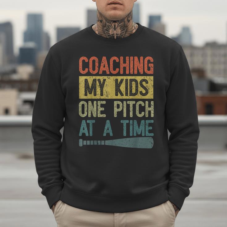 Coaching My Kids One Pitch At A Time Vintage Baseball Dad Men Sweatshirt Coaching My Kids One Pitch At A Time Vintage Baseball Dad Men Sweatshirt