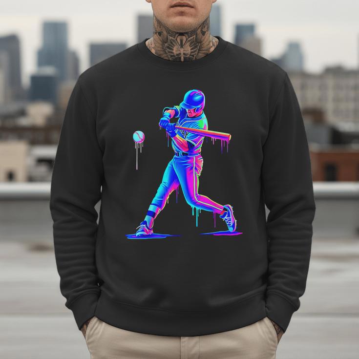 Ice Cream Drip Melting Baseball Bat Player Baseball Dad Men Sweatshirt