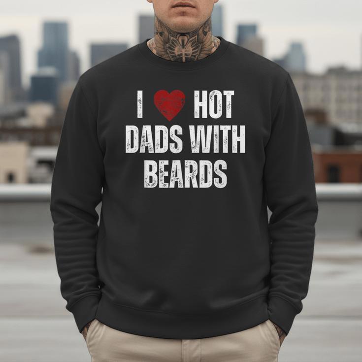 I Love Hot Baseball Dads With Beards Red Hearts Men Sweatshirt