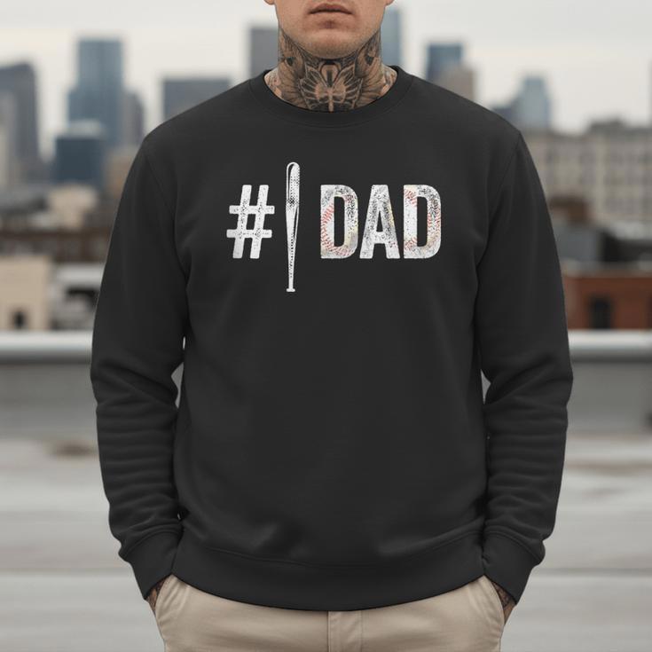 Number One Baseball Dad For Father's Day Daddy Coach Men Sweatshirt