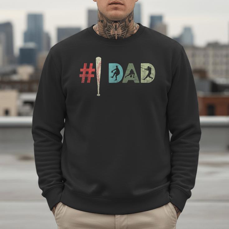 Number One Baseball Dad Father's Day Baseball Player Dad Men Sweatshirt