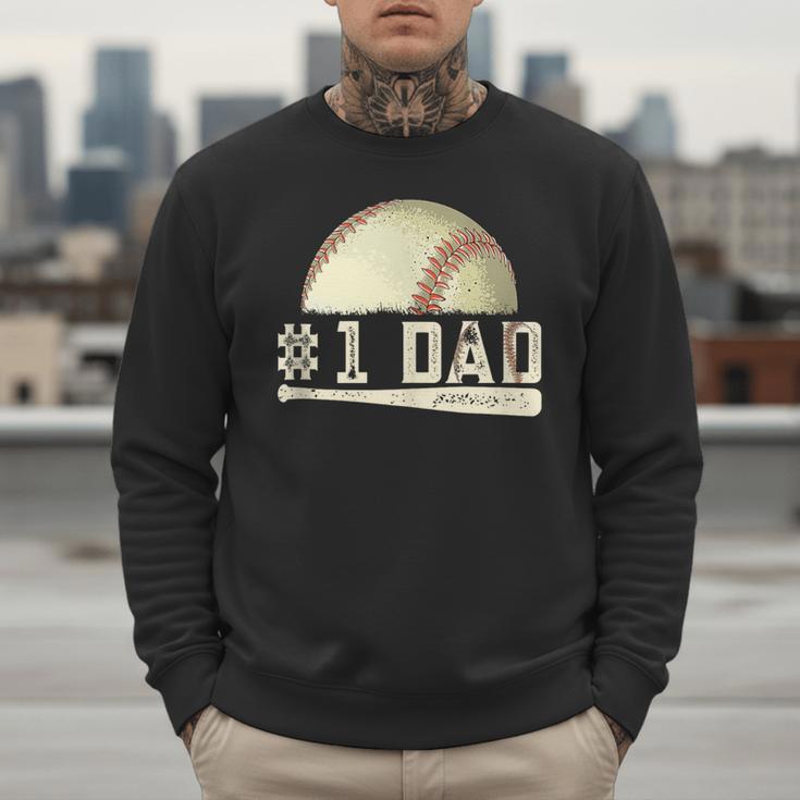 Number One Baseball Dad Fathers Day Baseball Player Dad Papa Men Sweatshirt Number One Baseball Dad Fathers Day Baseball Player Dad Papa Men Sweatshirt