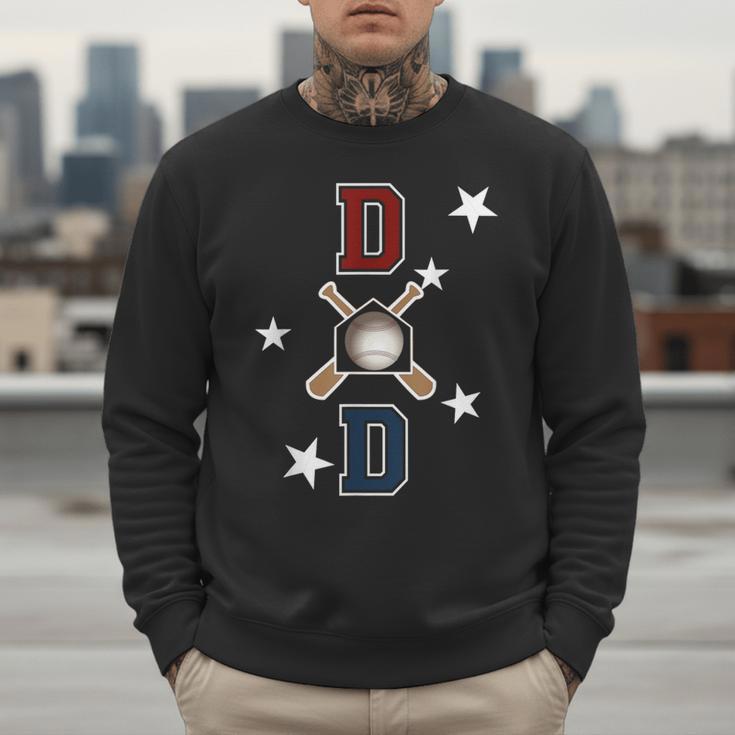 Patriotic Baseball Dad Father's Day Red Blue Star Men Sweatshirt Patriotic Baseball Dad Father's Day Red Blue Star Men Sweatshirt