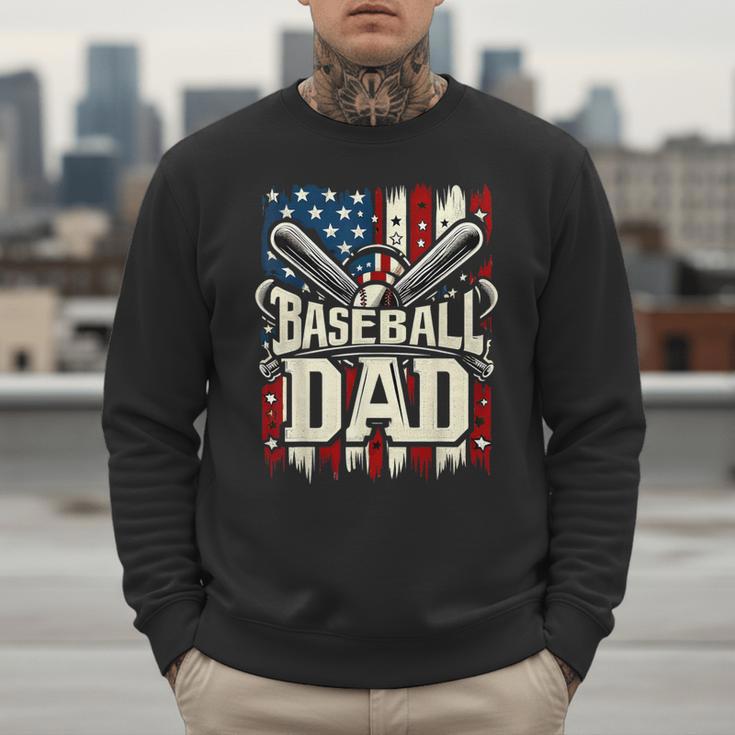 Retro American Flag Baseball Dad Father's Day Men Sweatshirt