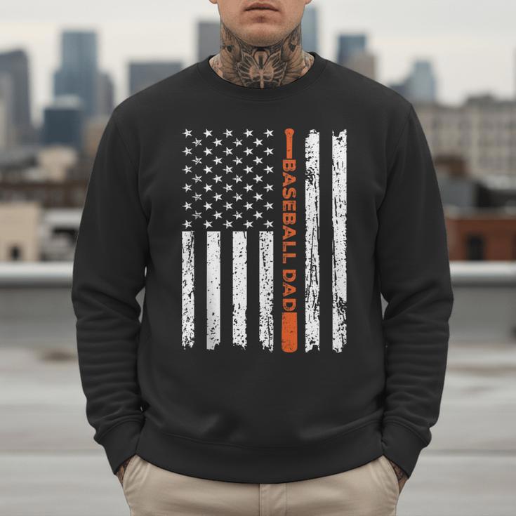 Retro Baseball Dad American Flag Father's Day 4th Of July Men Sweatshirt