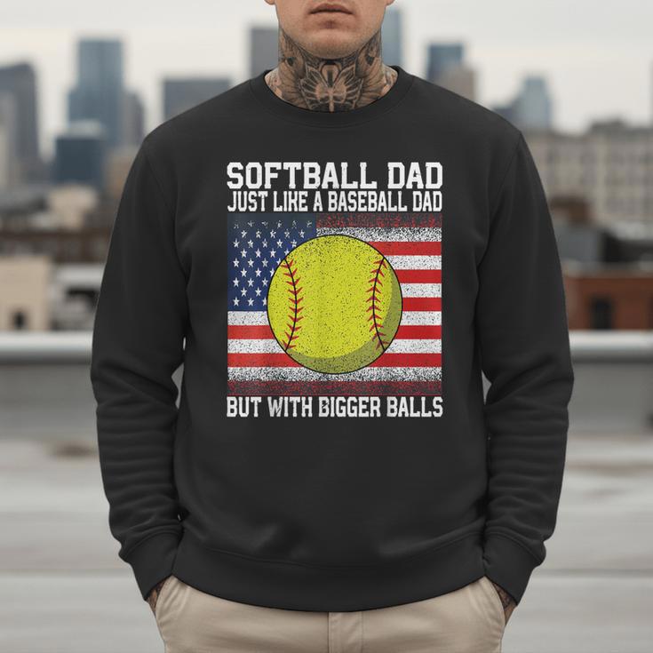 Softball Dad Like a Baseball Dad Father's Day USA Flag Men Sweatshirt Softball Dad Like a Baseball Dad Father's Day USA Flag Men Sweatshirt