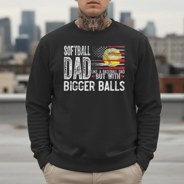 Softball Dad Like A Baseball Dad Retro US Flag Father's Day Men Sweatshirt Softball Dad Like A Baseball Dad Retro US Flag Father's Day Men Sweatshirt