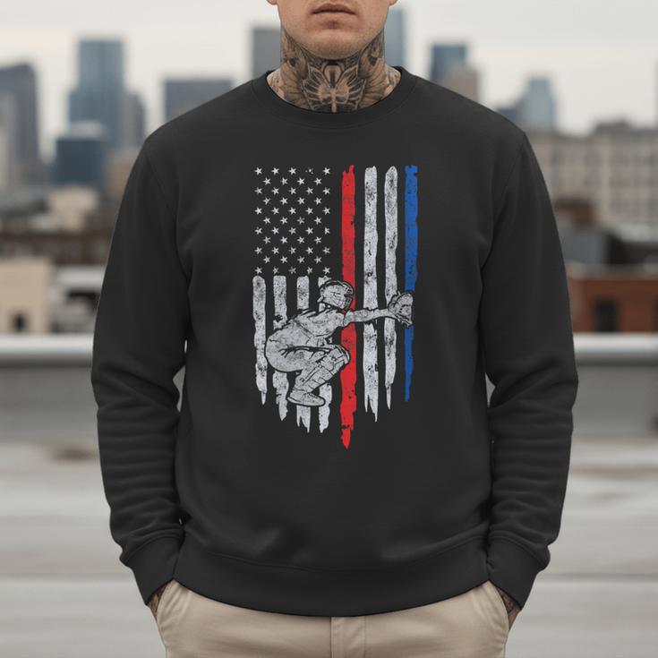 Vintage Baseball US Flag Tee Baseball Dad Player Coach Men Sweatshirt Vintage Baseball US Flag Tee Baseball Dad Player Coach Men Sweatshirt