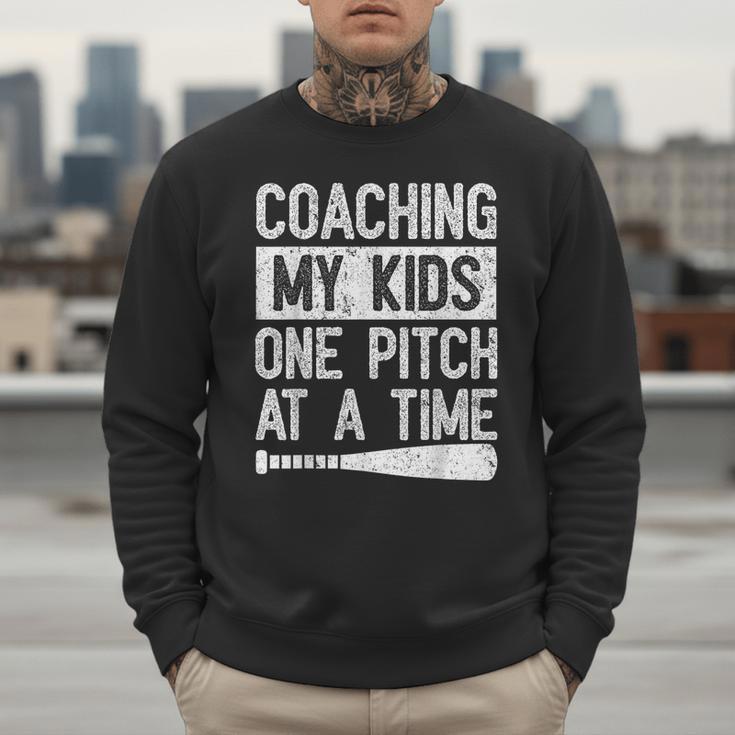 Vintage Coaching My Kids One Pitch At A Time Baseball Dad Men Sweatshirt