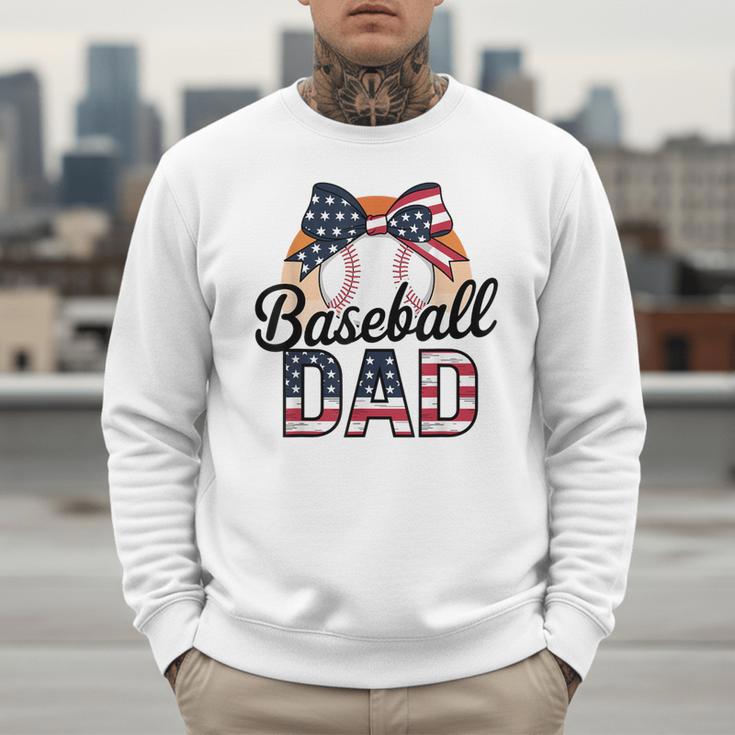 Baseball Dad American Flag Bow Sports Men Sweatshirt