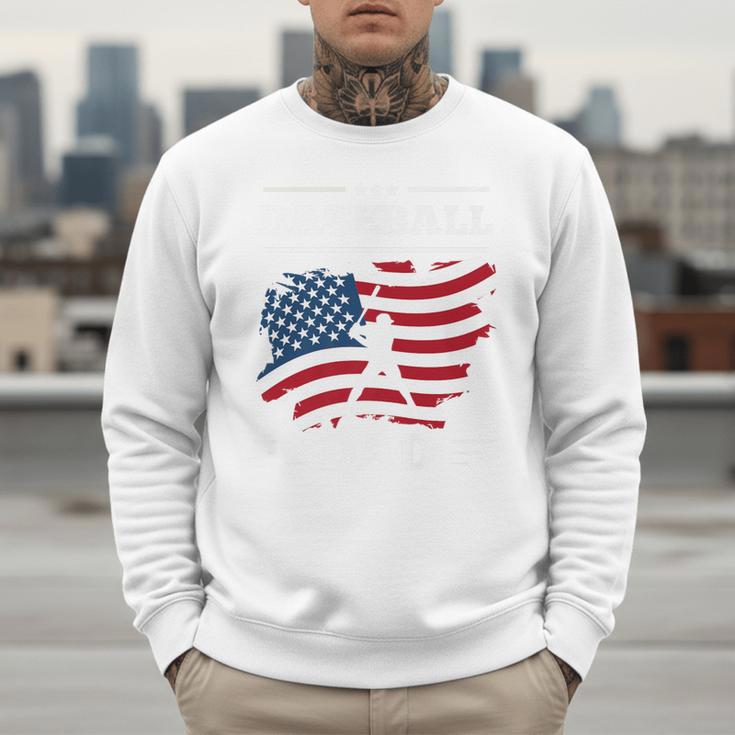 Baseball DAD American Flag Patriotic Father's Day Premium Men Sweatshirt