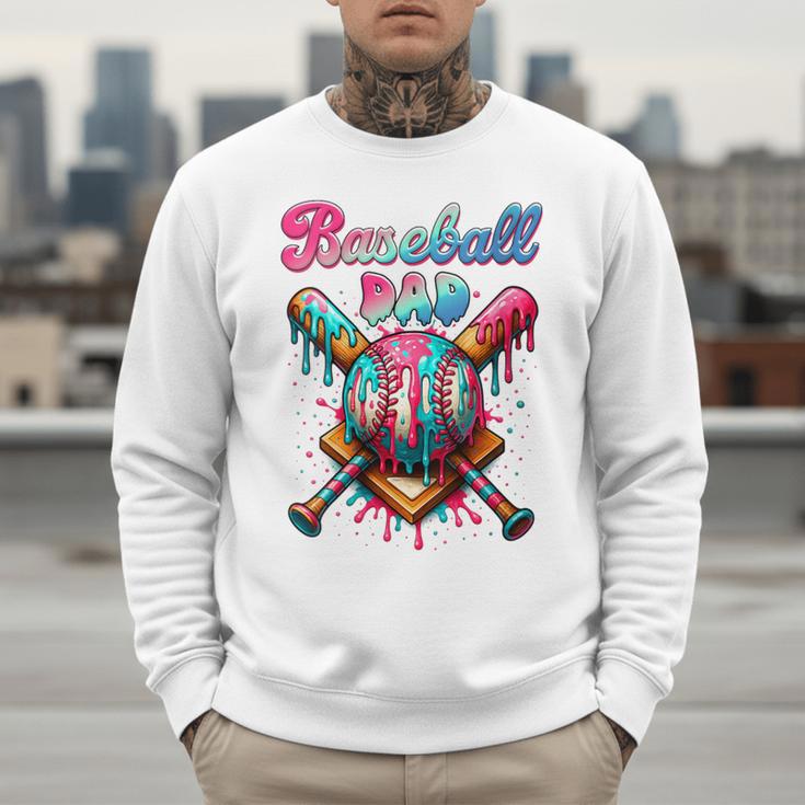 Baseball Dad Game Day Vibes Ice Cream Drip Baseball Daddy Men Sweatshirt