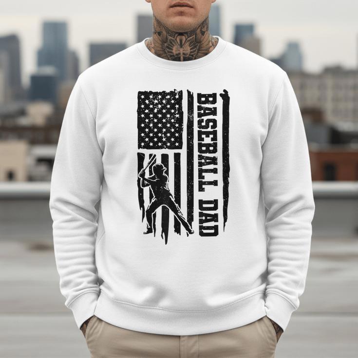 Baseball Dad Retro American USA Flag Baseball Father's Day Men Sweatshirt