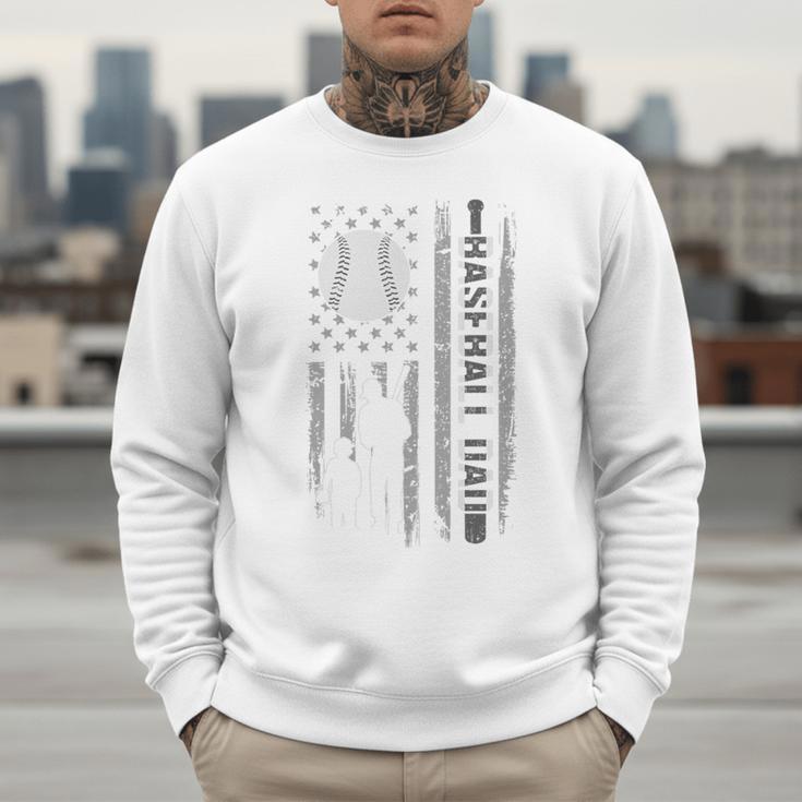 Baseball Dad Silhouette Bat Flag Stars Premium Men Sweatshirt Baseball Dad Silhouette Bat Flag Stars Premium Men Sweatshirt