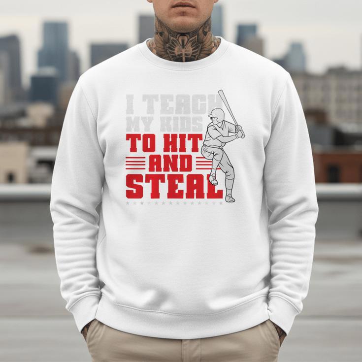 Baseball Dad Teach Kids Hit And Steal Softball Game Premium Tri-Blend Men Sweatshirt Baseball Dad Teach Kids Hit And Steal Softball Game Premium Tri-Blend Men Sweatshirt