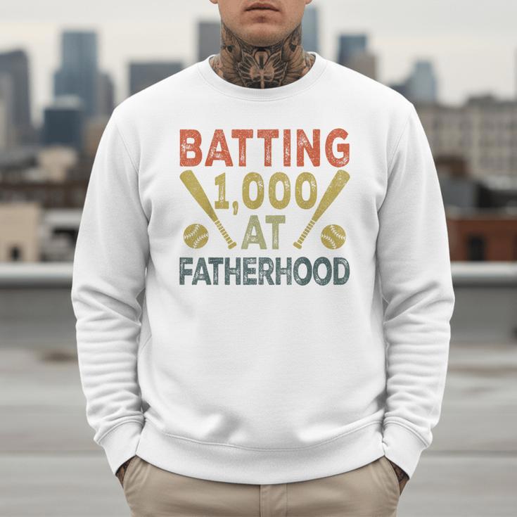 Baseball Dad Vintage Batting 1000 At Fatherhood Men Sweatshirt