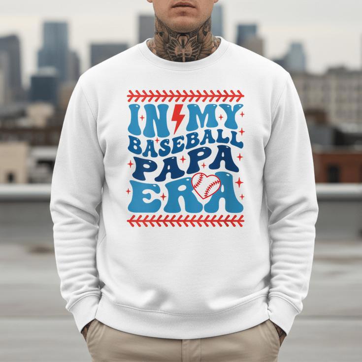 In My Baseball Papa Era Groovy Baseball Dad Family Matching Men Sweatshirt