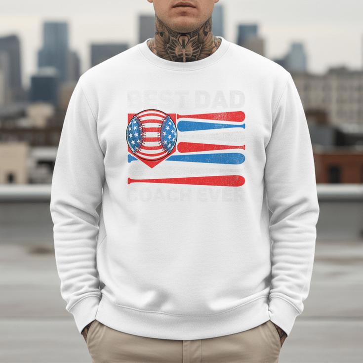 Best Dad Coach Ever Baseball Dad American Flag 4th Of July Premium Men Sweatshirt Best Dad Coach Ever Baseball Dad American Flag 4th Of July Premium Men Sweatshirt