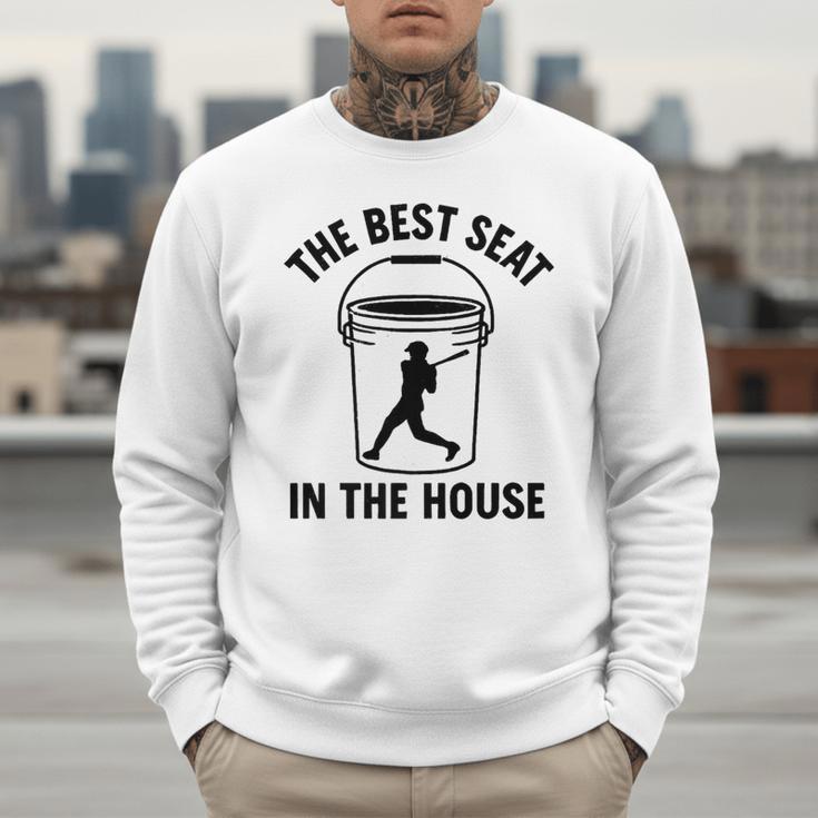 The Best Seat In The House Bucket Dad Baseball Dad Premium Men Sweatshirt