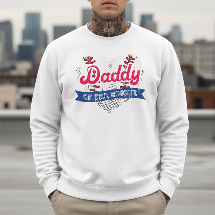 Daddy Of The Rookie Baseball Dad Retro Love Heart Birthday Premium Men Sweatshirt