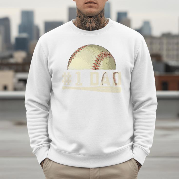 Number One Baseball Dad Fathers Day Baseball Player Dad Papa Premium Men Sweatshirt Number One Baseball Dad Fathers Day Baseball Player Dad Papa Premium Men Sweatshirt