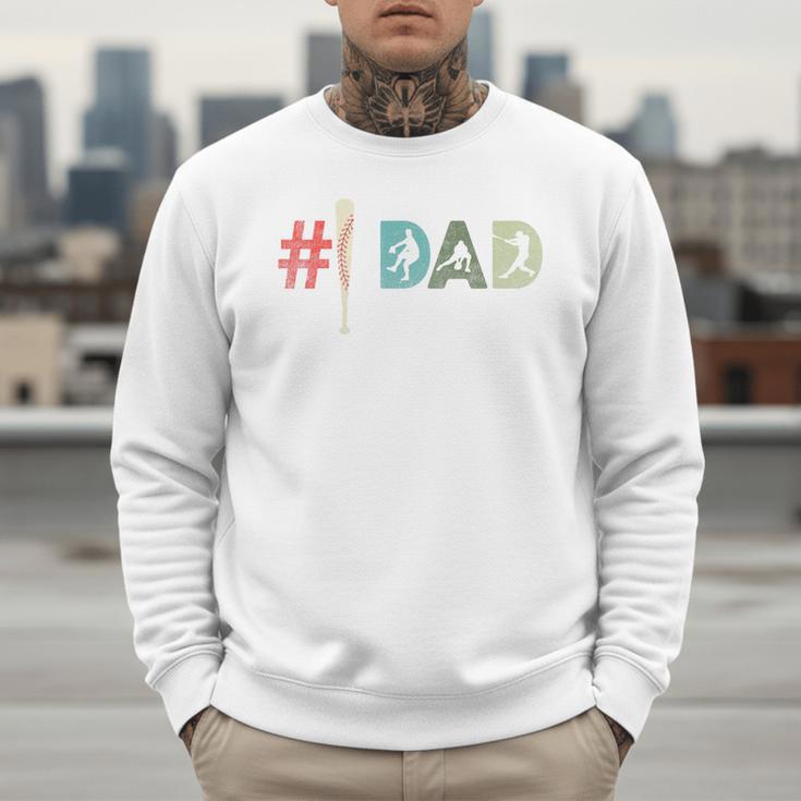 Number One Baseball Dad Father's Day Baseball Player Dad Premium Men Sweatshirt Number One Baseball Dad Father's Day Baseball Player Dad Premium Men Sweatshirt