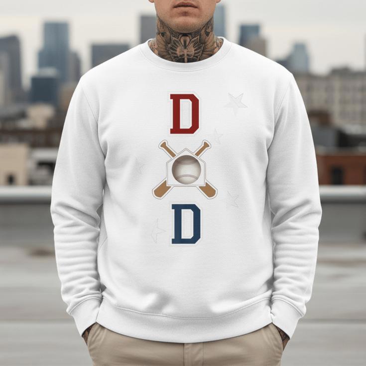 Patriotic Baseball Dad Father's Day Red Blue Star Premium Men Sweatshirt
