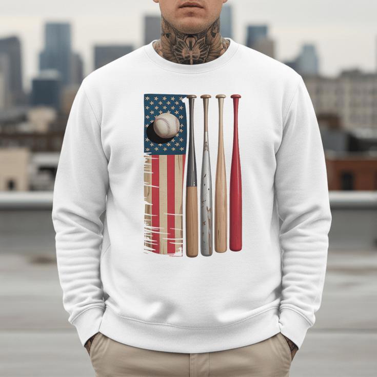Patriotic USA Flag American Baseball Dad 4th Of July Premium Men Sweatshirt