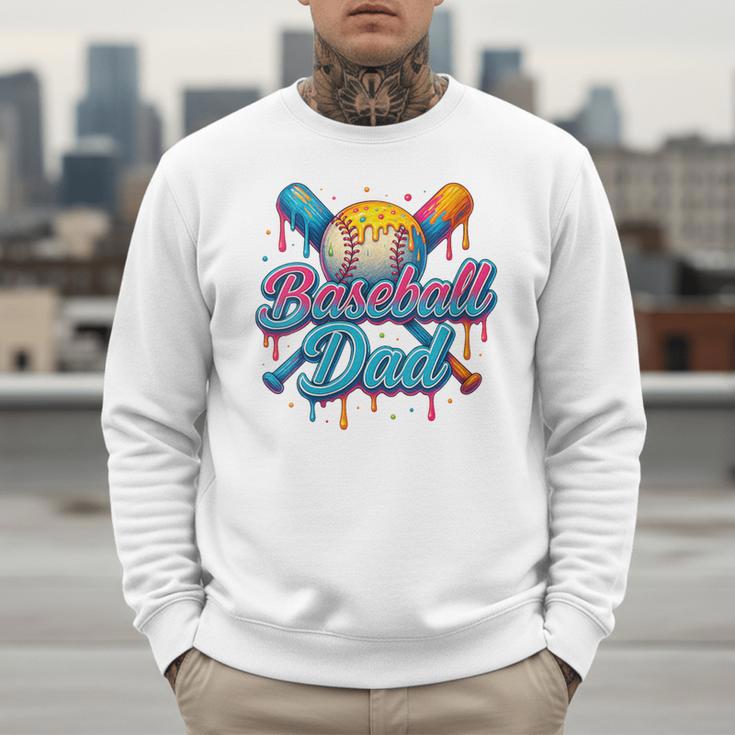 Retro Baseball Dad Dripping Ice Cream Father's Day Men Sweatshirt Retro Baseball Dad Dripping Ice Cream Father's Day Men Sweatshirt