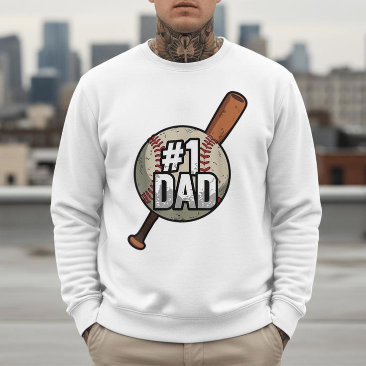 Vintage 1 Baseball Dad Daddy Father's Day Son And Daughter Men Sweatshirt Vintage 1 Baseball Dad Daddy Father's Day Son And Daughter Men Sweatshirt