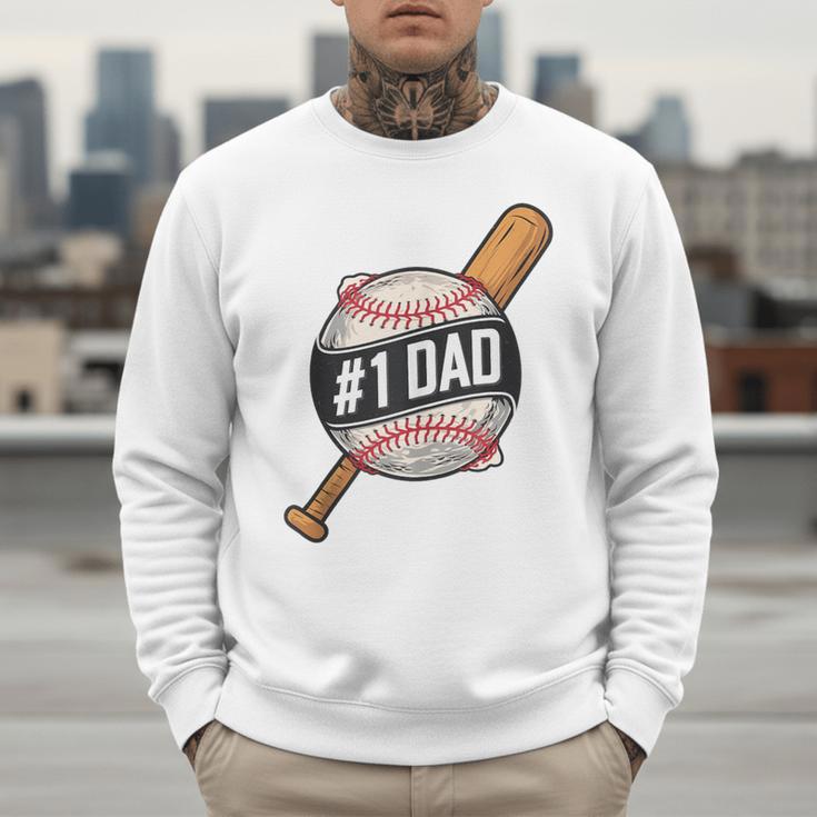 Vintage 1 Baseball Dad Daddy Father's Day From Son Daughter Men Sweatshirt Vintage 1 Baseball Dad Daddy Father's Day From Son Daughter Men Sweatshirt