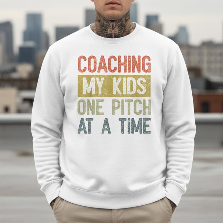 Vintage Baseball Dad Coaching My Kids One Pitch At A Time Men Sweatshirt Vintage Baseball Dad Coaching My Kids One Pitch At A Time Men Sweatshirt