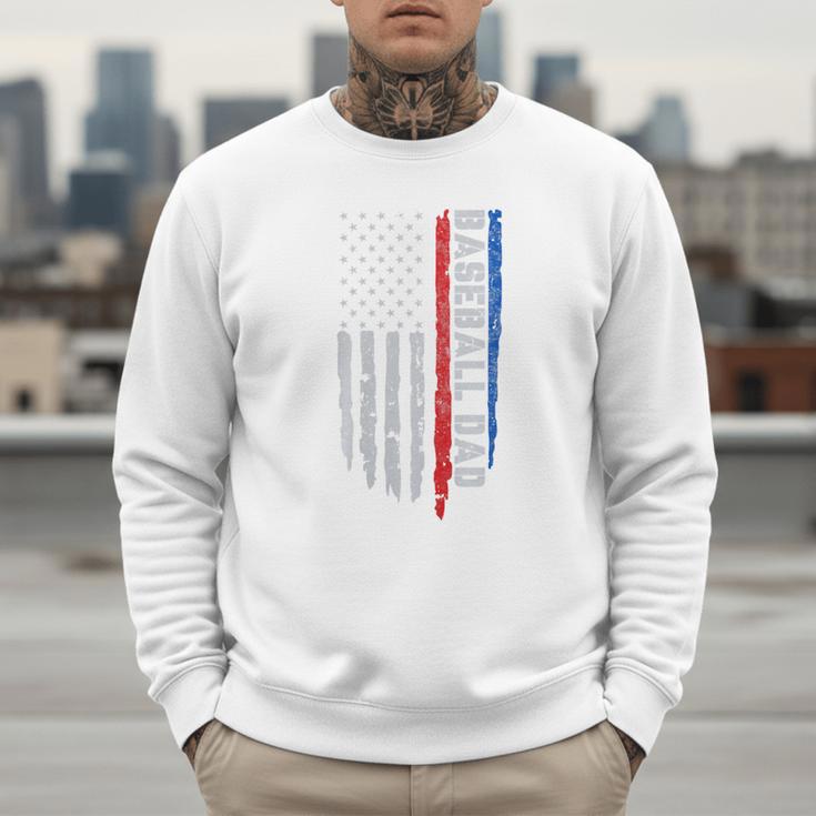 Vintage Baseball US Flag Tee Baseball Dad Player Coach Premium Tri-Blend Men Sweatshirt