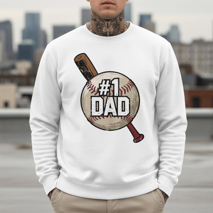 Vintage Father's Day 1 Baseball Dad Baseball Lovers Players Men Sweatshirt