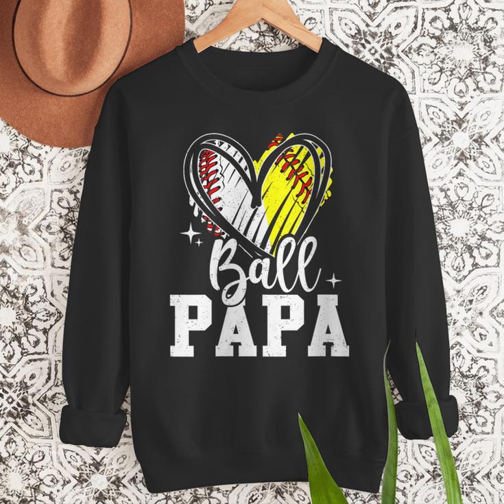 Ball Papa Softball Baseball Dad Fathers Day Men Sweatshirt